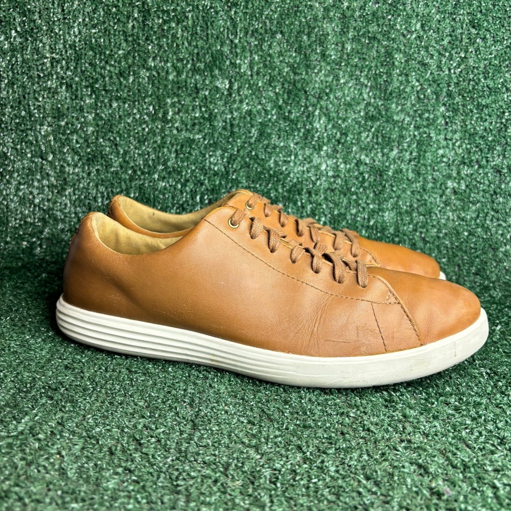Cole Haan Grand Crosscourt Leather Low Top Casual Sneaker Tan Brown Mens Sz 9.5M